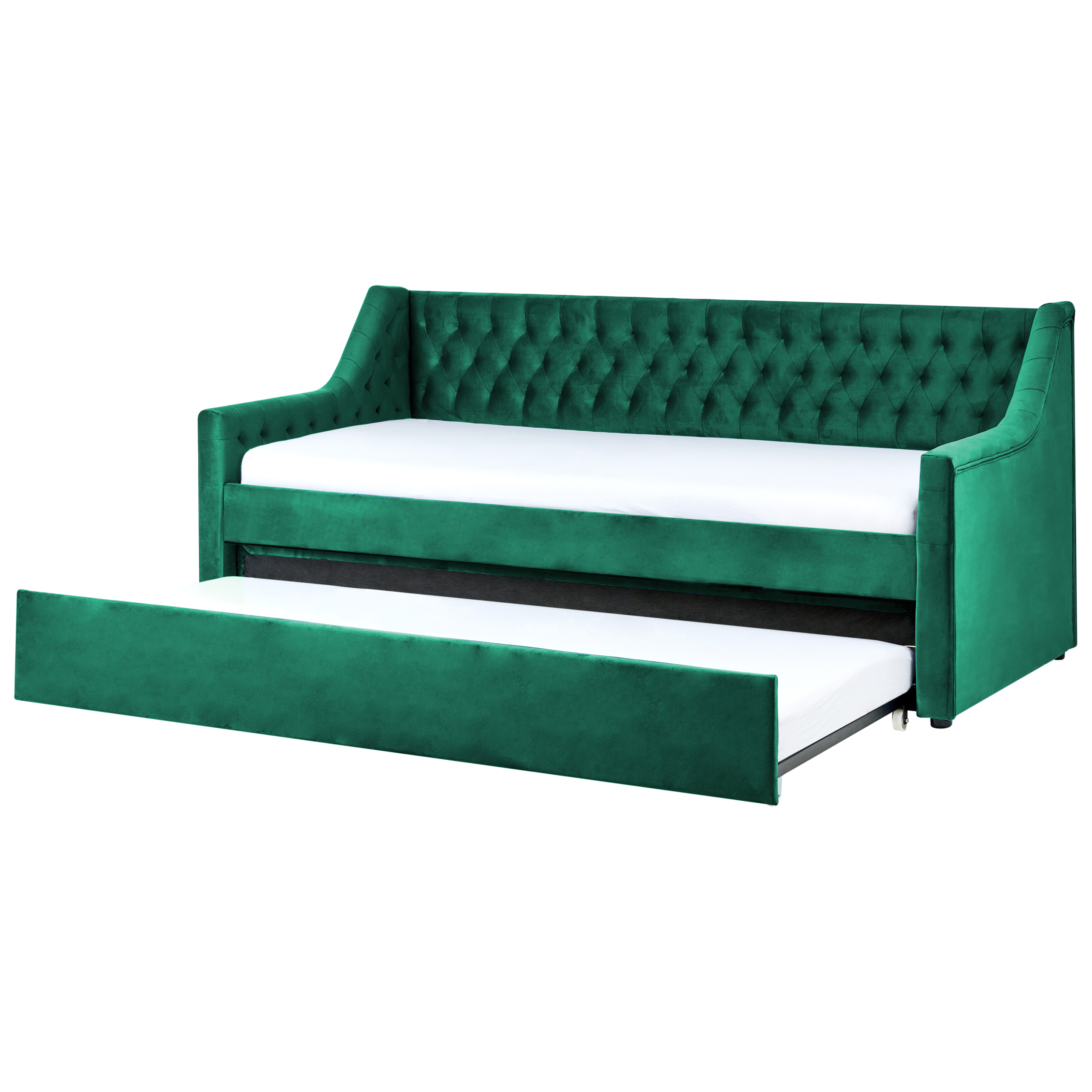 Sänky lisävuoteella sametti MONTARGIS 90 x 200 cm Smaragdinvihreä