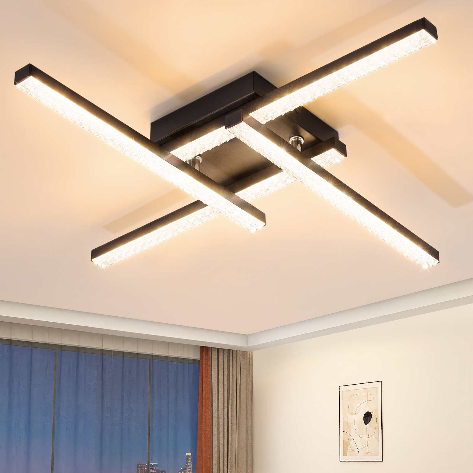 NETTLIFE moderni, LED - kattovalaisin, 24W, musta, 3000K, lämmin, valkoinen