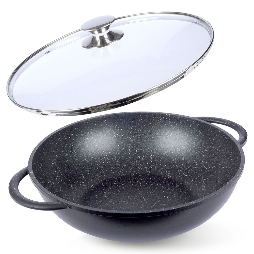 Graniittinen wok-pannu lasikannella GRANDE 32 cm