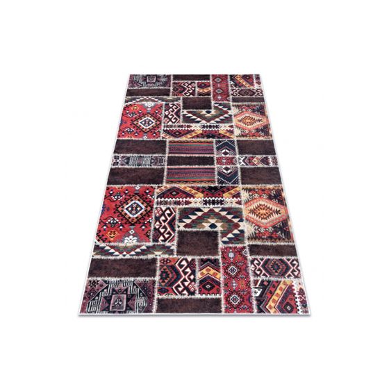 ANDRE 2305 matto itämainen tilkkutyö liukumaton - klaretti / ruskea 120x170 cm