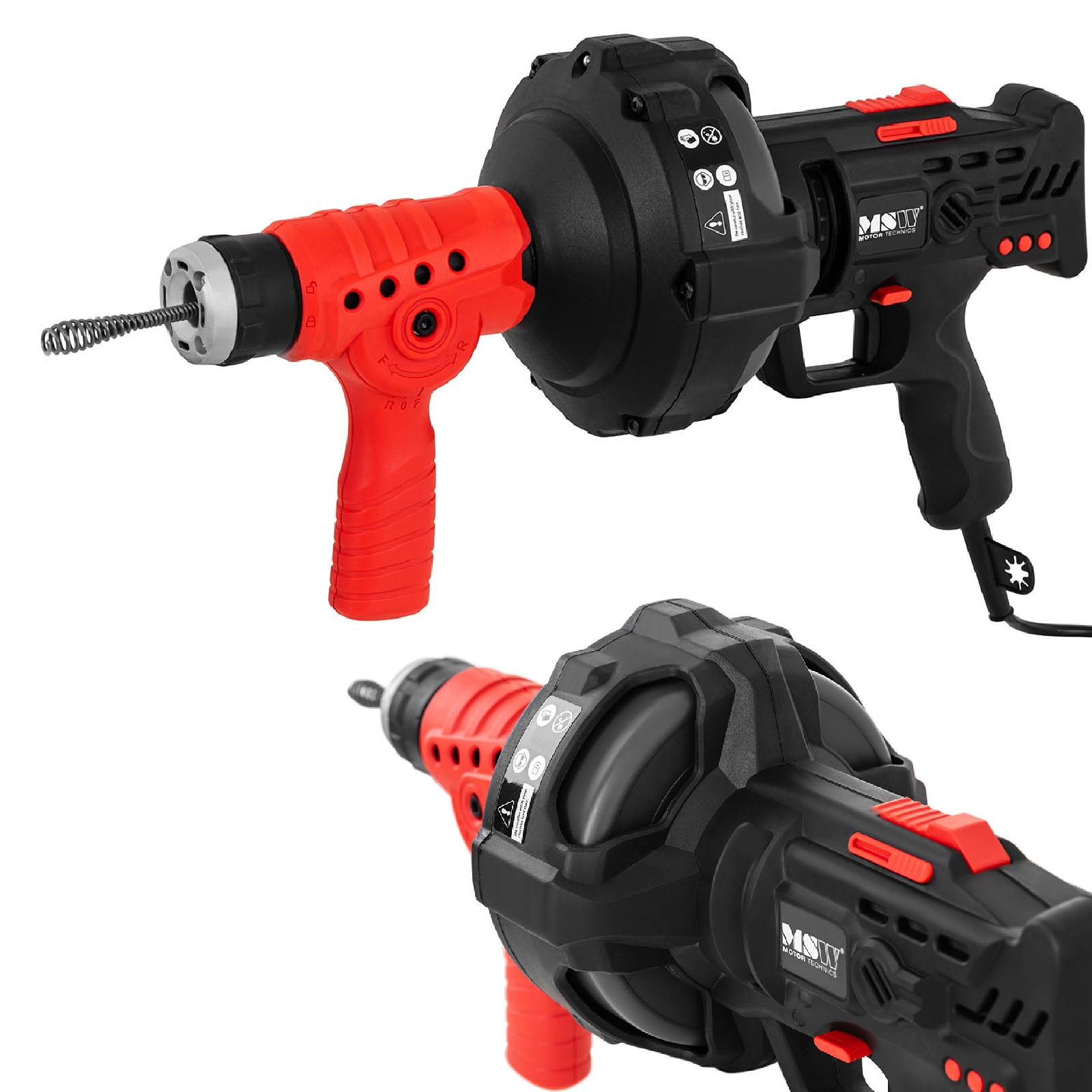 Sähköinen spiraalipora viemäriputkien avaamiseen, 240 W, pituus 7,5 m, halkaisija 15 mm