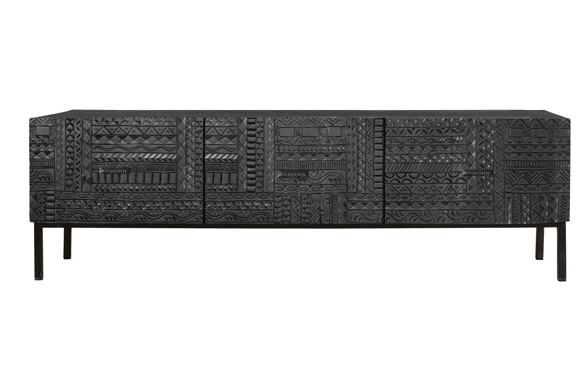 TV-taso mangopuusta, metallijalat