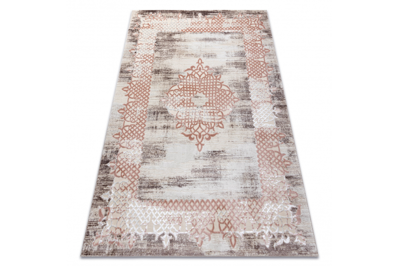 Matto CORE W9797 Rosetti - rakenteellinen, kaksi kerrosta fleeceä, beige / vaaleanpunainen 200x290 cm