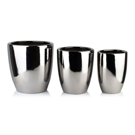 ruukku keraaminen MONDEX Neva 39x39x42 32x32x38,5 26x26x35 hopea 3kpl