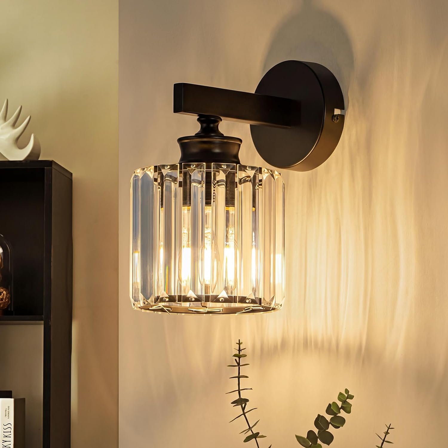 NETTLIFE Design kristalliseinävalaisin E27, Moderni seinälamppu makuuhuoneeseen, olohuoneeseen ja portaikkoon (Ei polttiloa)