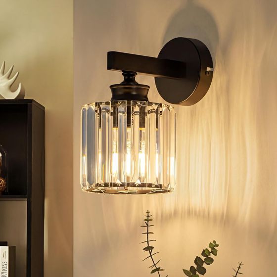 NETTLIFE Design kristalliseinävalaisin E27, Moderni seinälamppu makuuhuoneeseen, olohuoneeseen ja portaikkoon (Ei polttiloa)