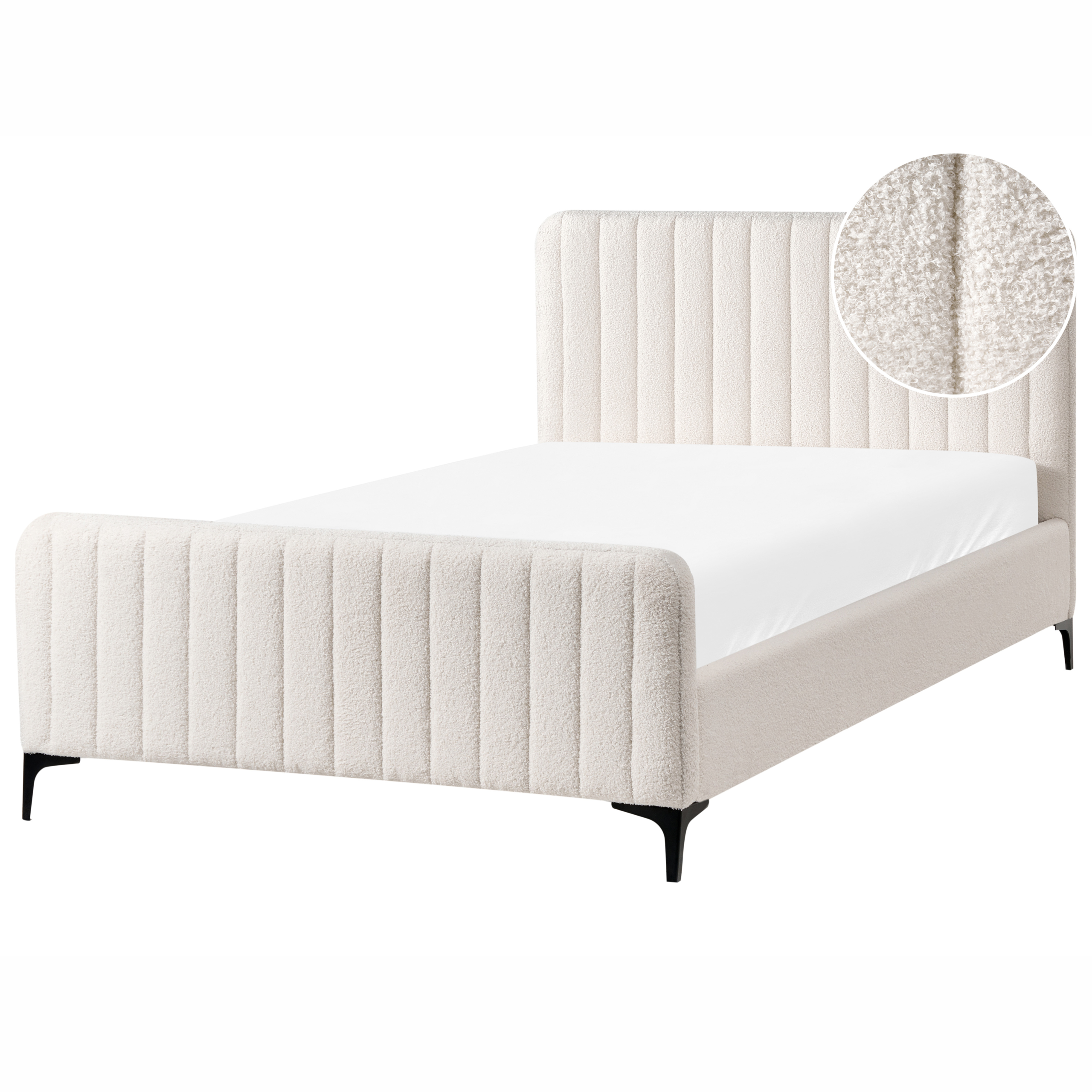 Sänky buklee LUNAN 120 x 200 cm Luonnonvalkoinen