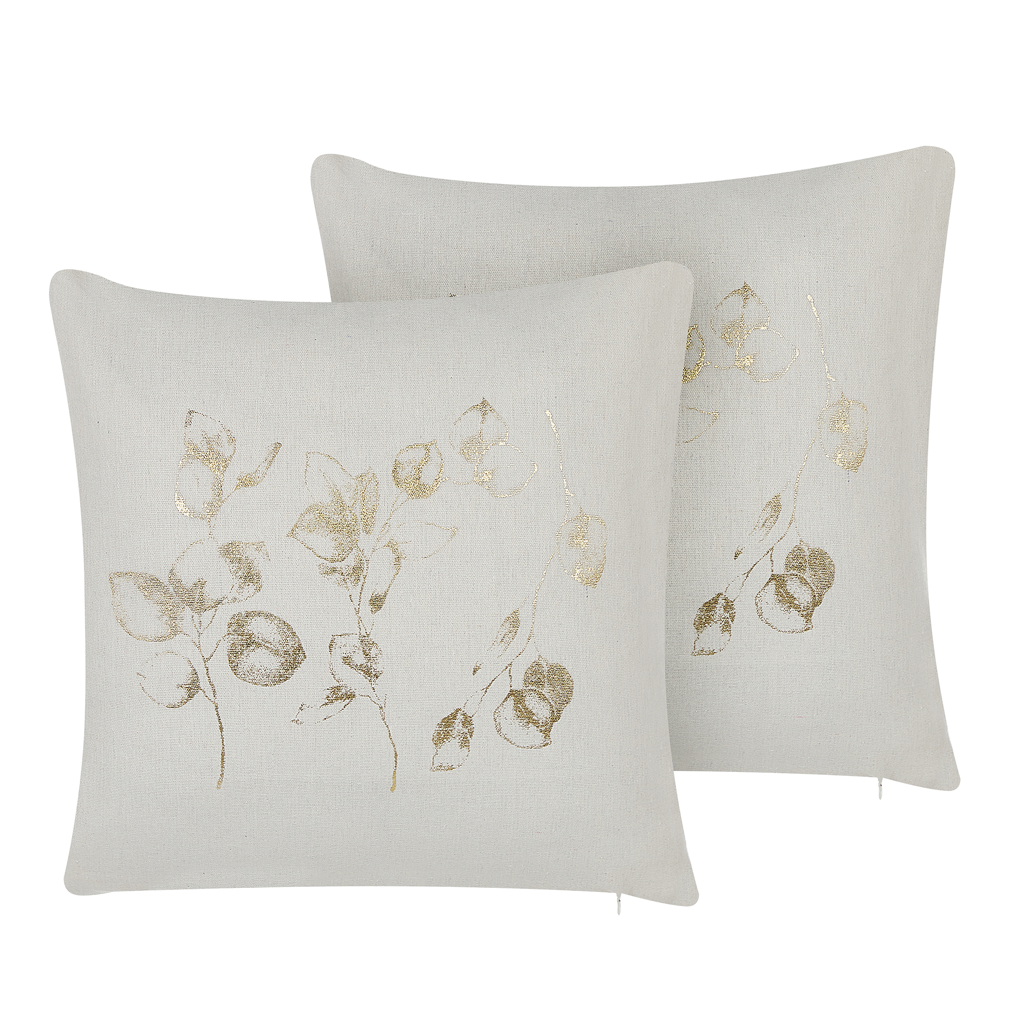 Koristetyynysetti 2 kpl GOMPHRENA 45 x 45 cm Vaaleanbeige Kasvikuvio