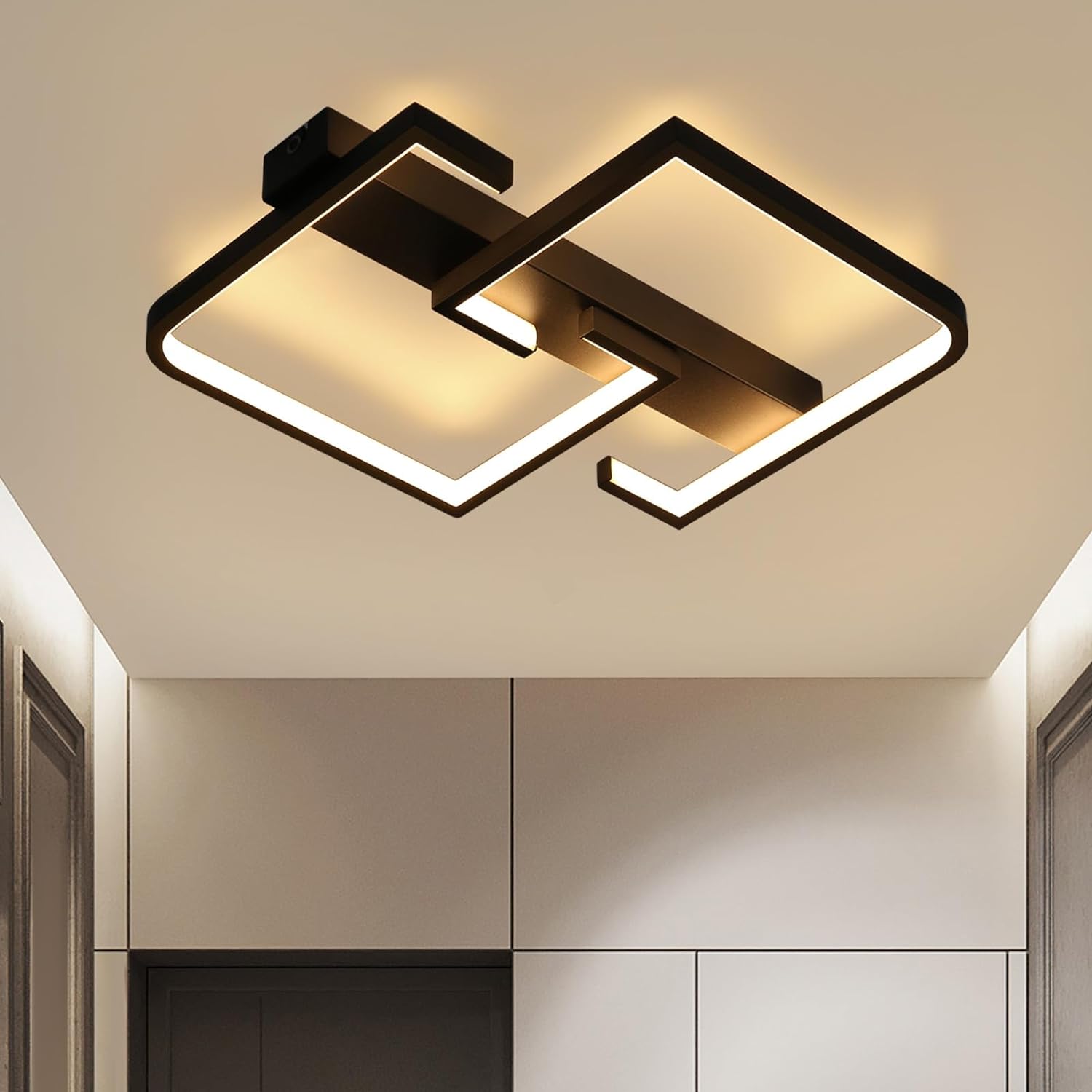 NETTLIFE LED - kattovalaisin, musta, 19W, 30CM, moderni, lämmin, valkoinen, 3000K, geometrinen, kuvio