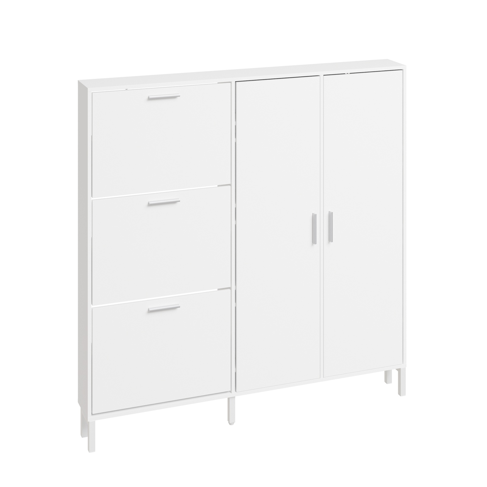 Kengäkaappi 10 kaltevaa hyllyä valkoinen 115.5x14.5x117 cm FSR231-W