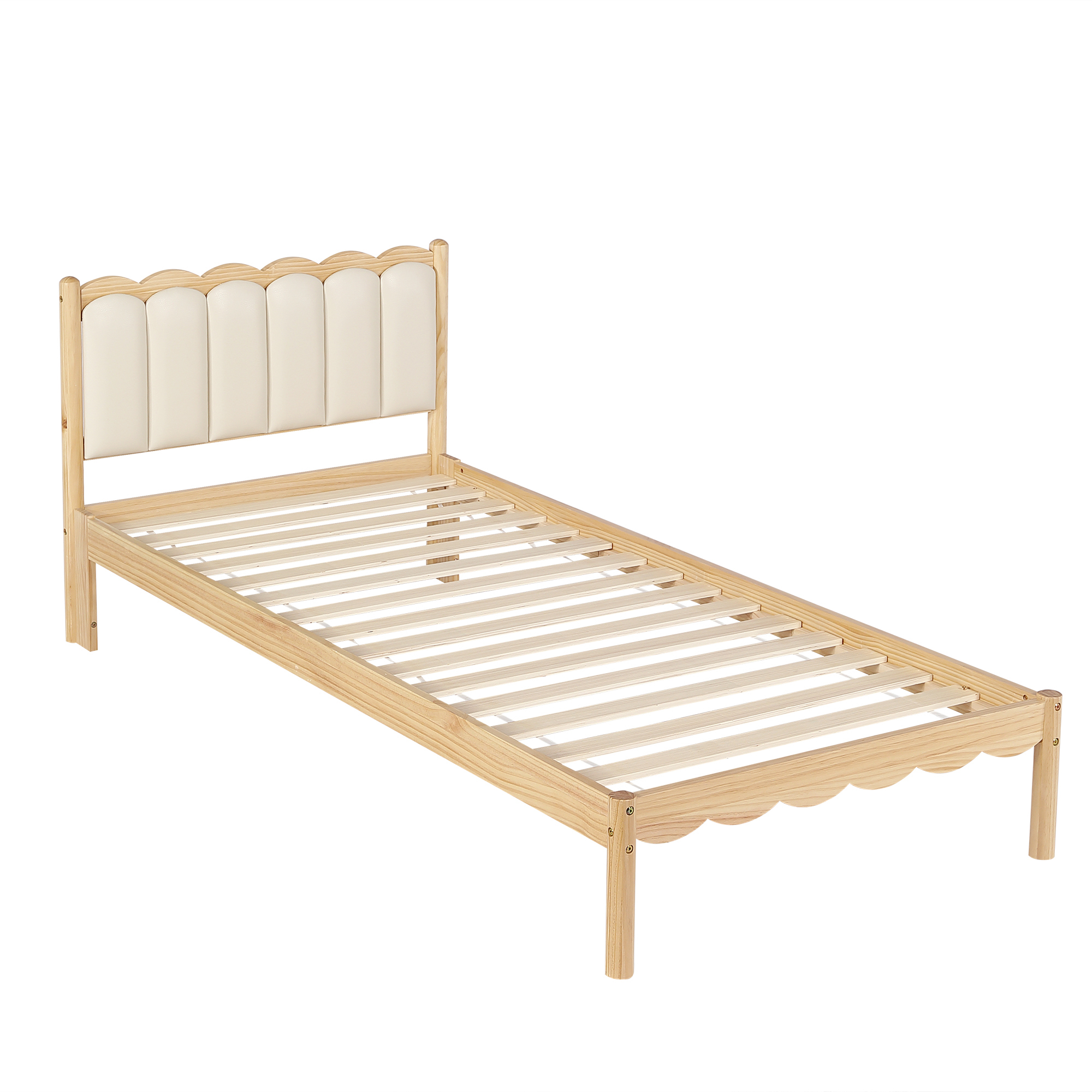 sänky 90x200 cm turva-aidat säleikkö puinen kermanvärinen