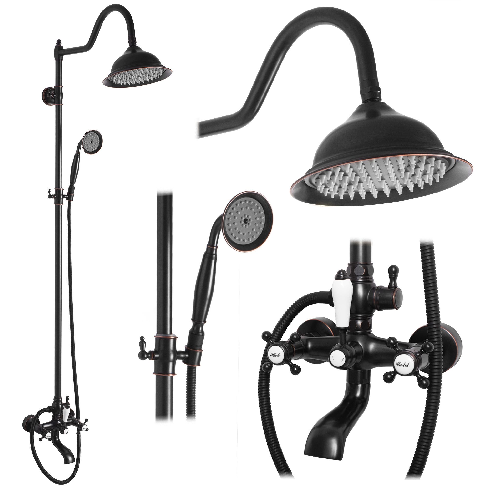 REA suihkusetti BERGAMO musta, 50X21X150CM