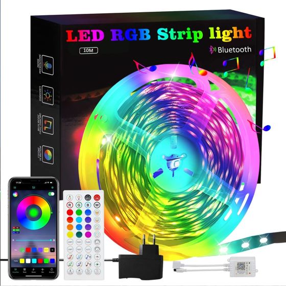 ZMH Monivärinen RGB LED-nauha kaukosäätimellä ja sovelluksen ohjauksella