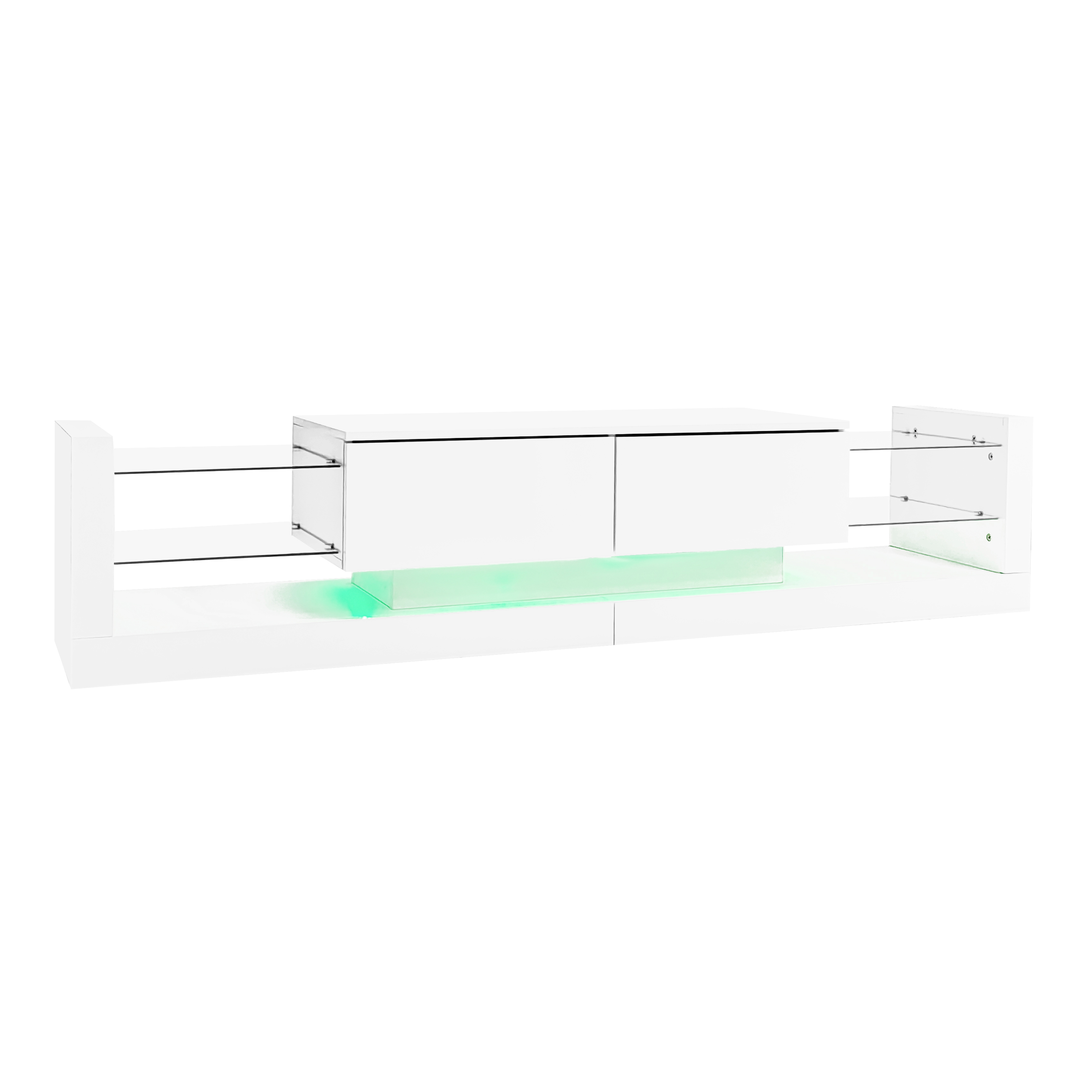 TV-taso 181x38x38 cm valkoinen lastulevy säilytyksellä ja LED-valaistuksella