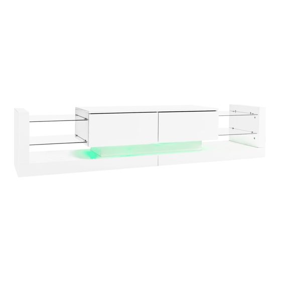 TV-taso 181x38x38 cm valkoinen lastulevy säilytyksellä ja LED-valaistuksella