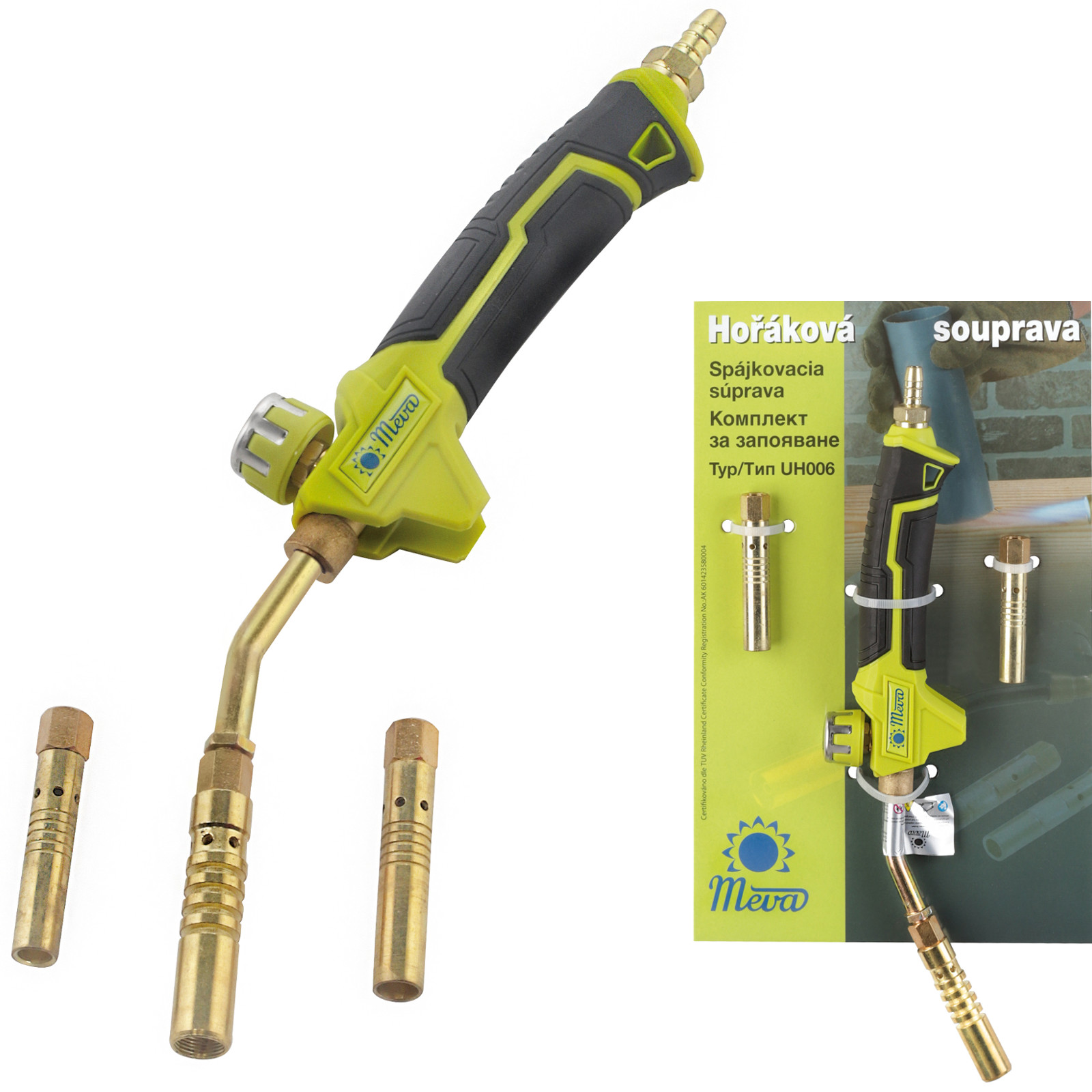 Kaasupoltin tinan juottamiseen, kovajuottamiseen, nestekaasuun, 3 suuttimen sarja, 1,4 - 2,1 kW