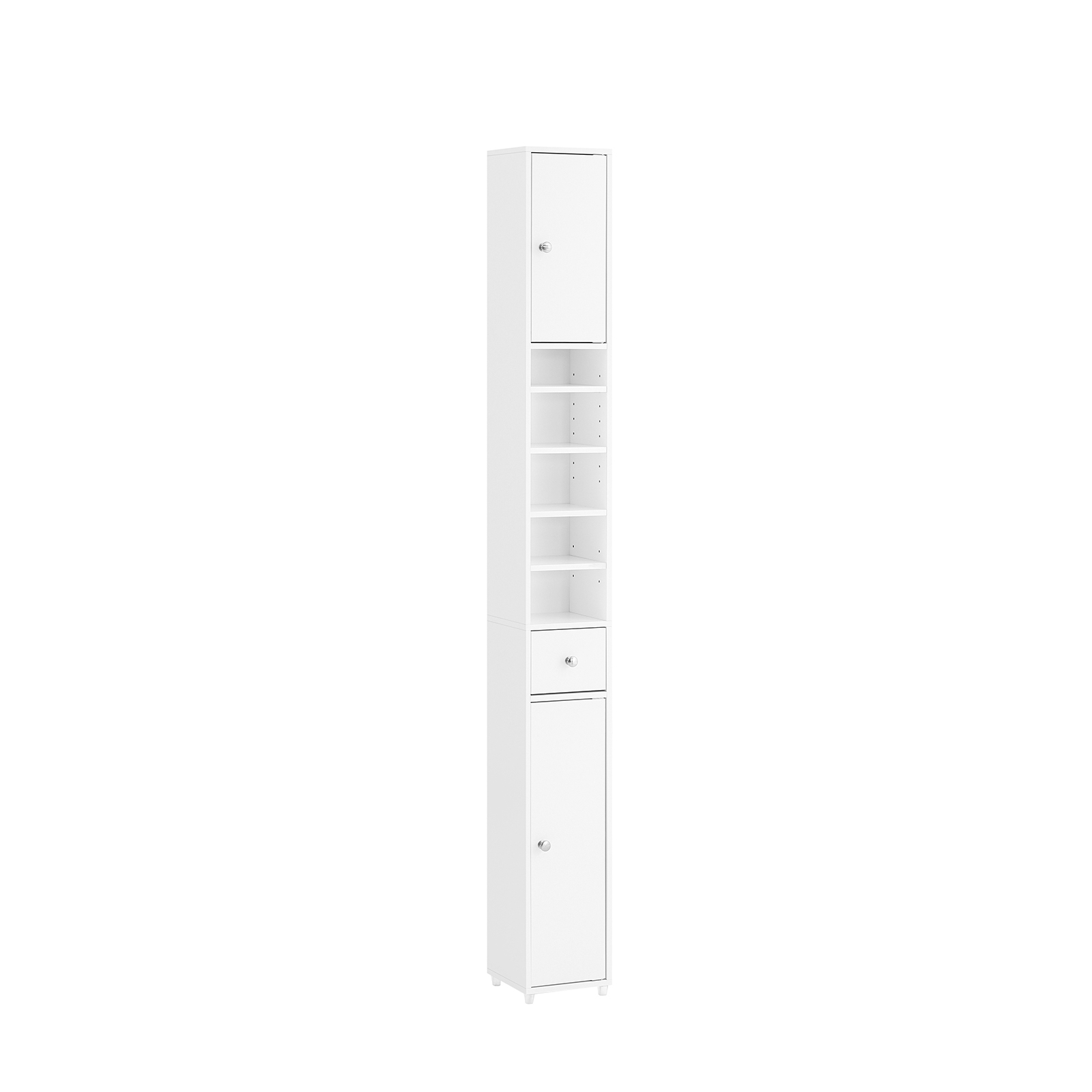 SoBuy Korkea kestokylpyhuonekaappi bzr34-w, mdf, säilytystilaa, valkoinen