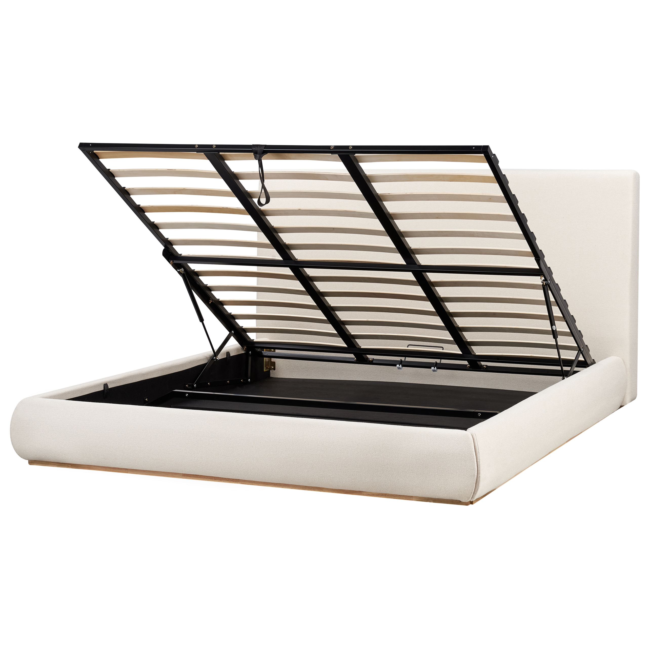 Sänky säilytystilalla kangas CAMPAGNE 180 x 200 cm Vaaleanbeige