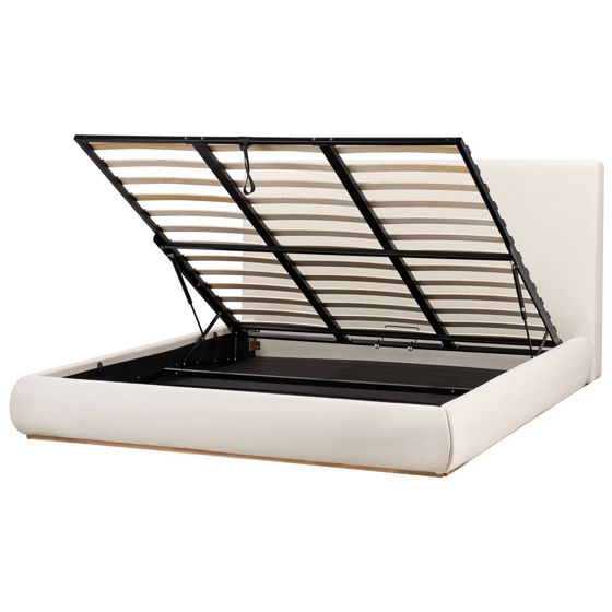 Sänky säilytystilalla kangas CAMPAGNE 180 x 200 cm Vaaleanbeige