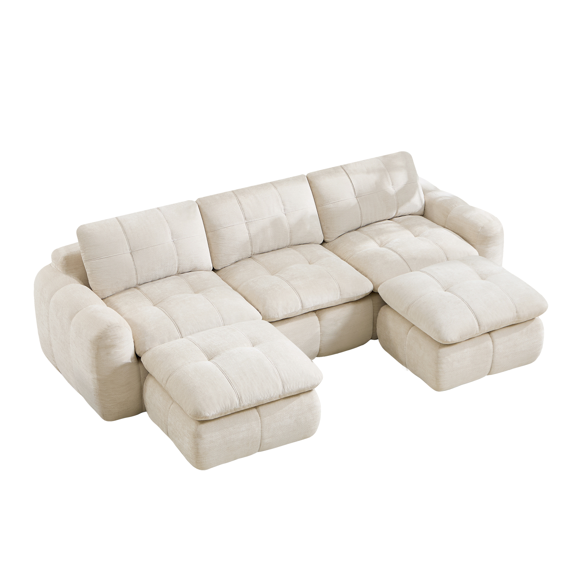 moduulisohva 3-paikkainen beige chenille moderni säädettävä
