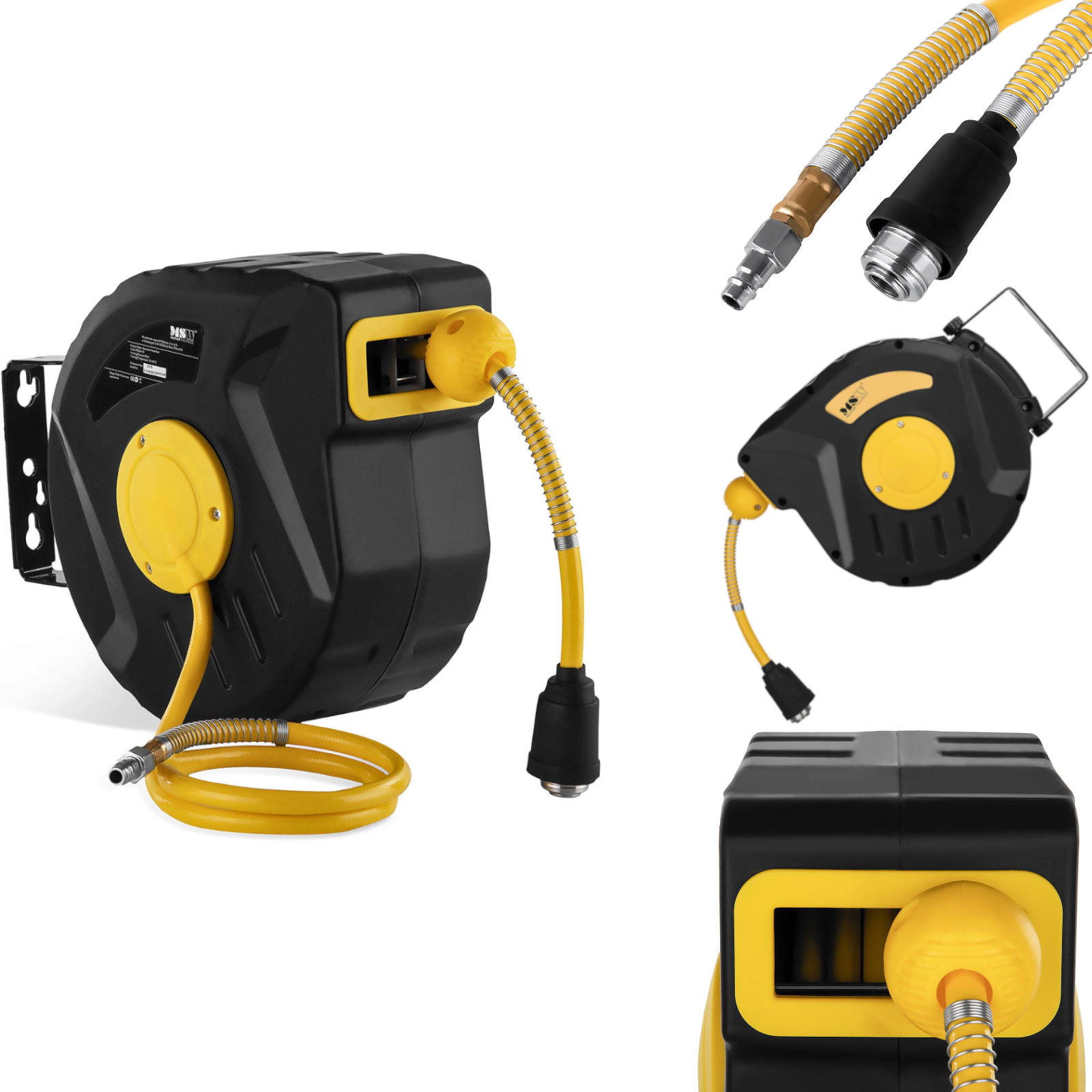 Automaattinen seinälle kiinnitettävä kela kompressorin paineilmaletkulla, liitäntä 1/4 #8221, pituus 11 m