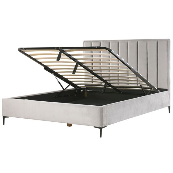 Sänky säilytystilalla sametti SEZANNE 180 x 200 cm Vaaleanharmaa