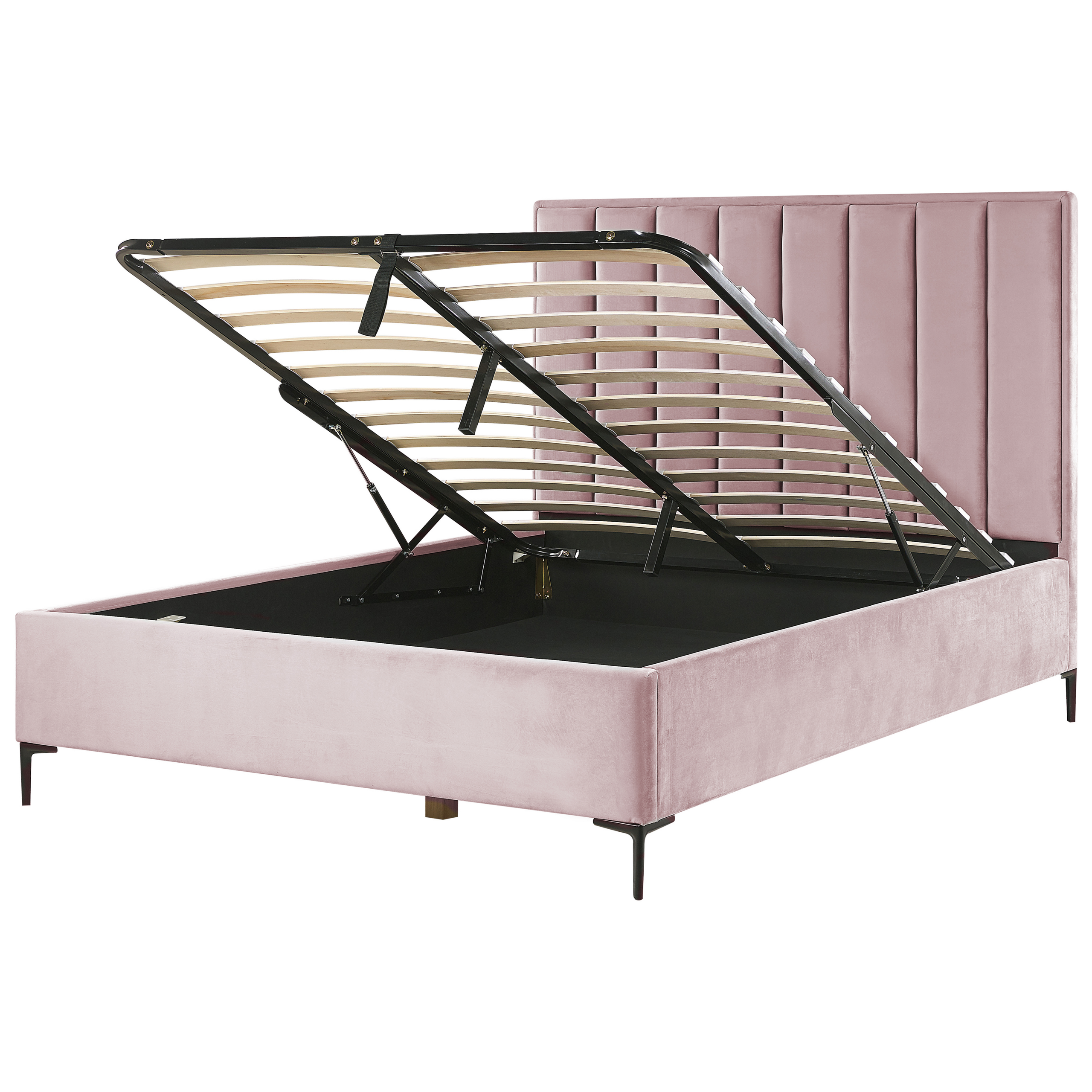 Sänky säilytystilalla sametti SEZANNE 160 x 200 cm Vaaleanpunainen