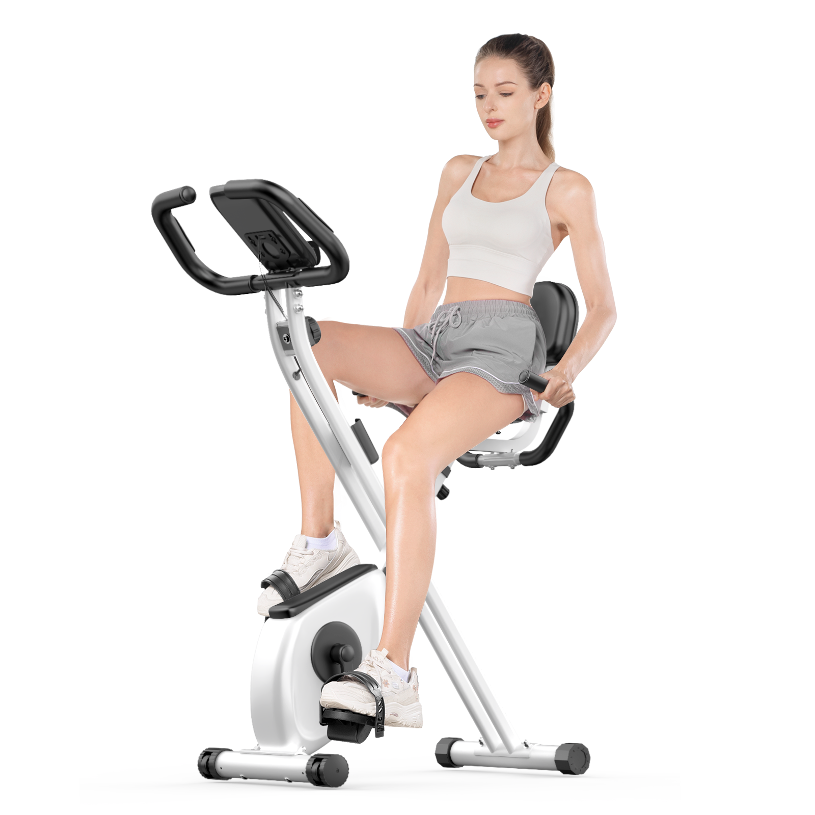 4 in 1 kokoontaitettava kuntopyörä sisätreeniin LCD näytöllä magneettinen vastus ja sykemittaus