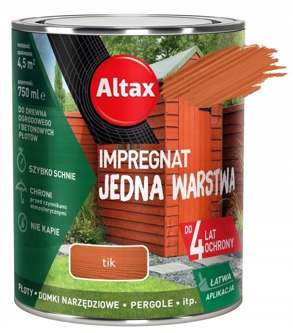 Yhden kerroksen puu- ja betonisuoja, teak, 0,75 l