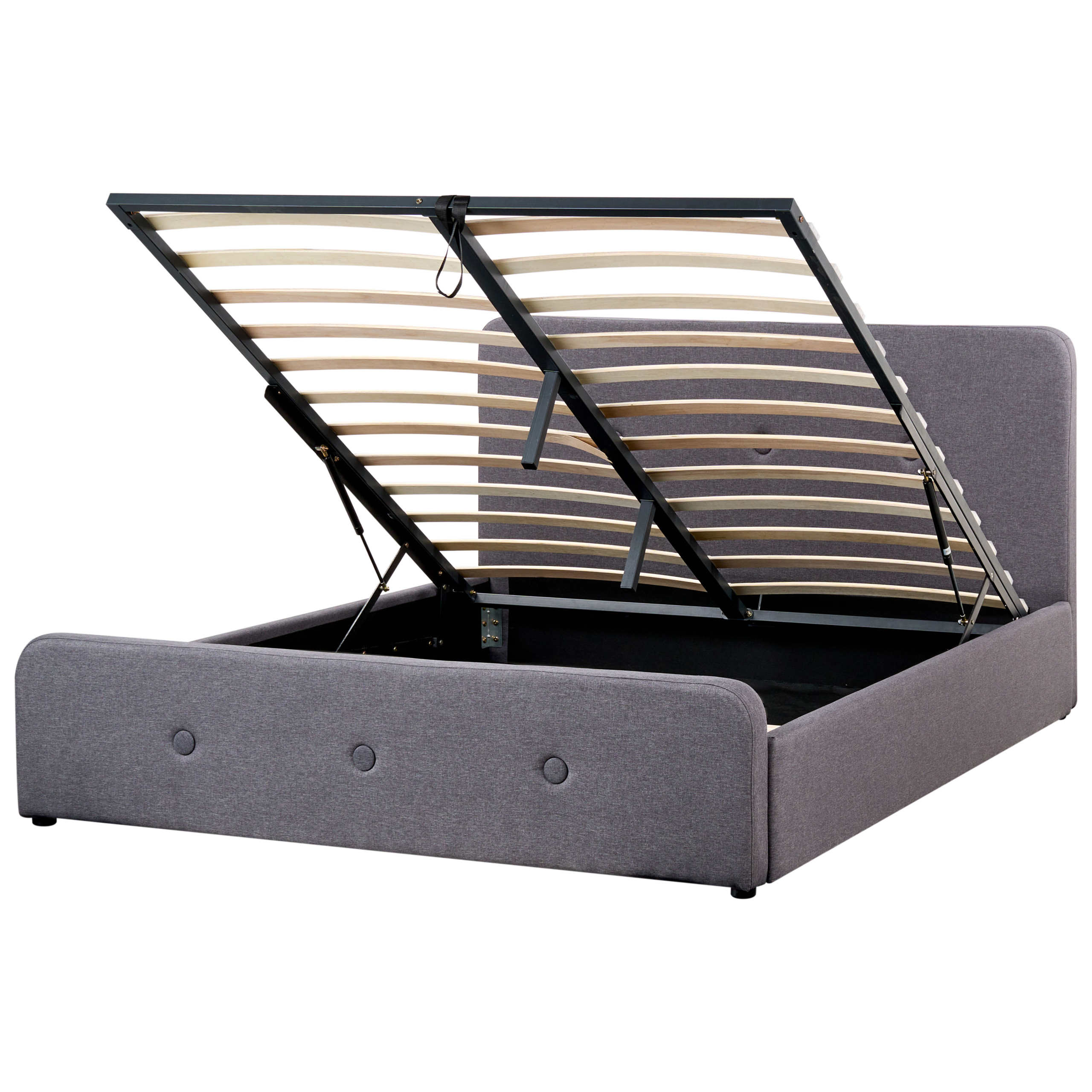 Sänky säilytystilalla kangas RENNES 160 x 200 cm Tummanharmaa