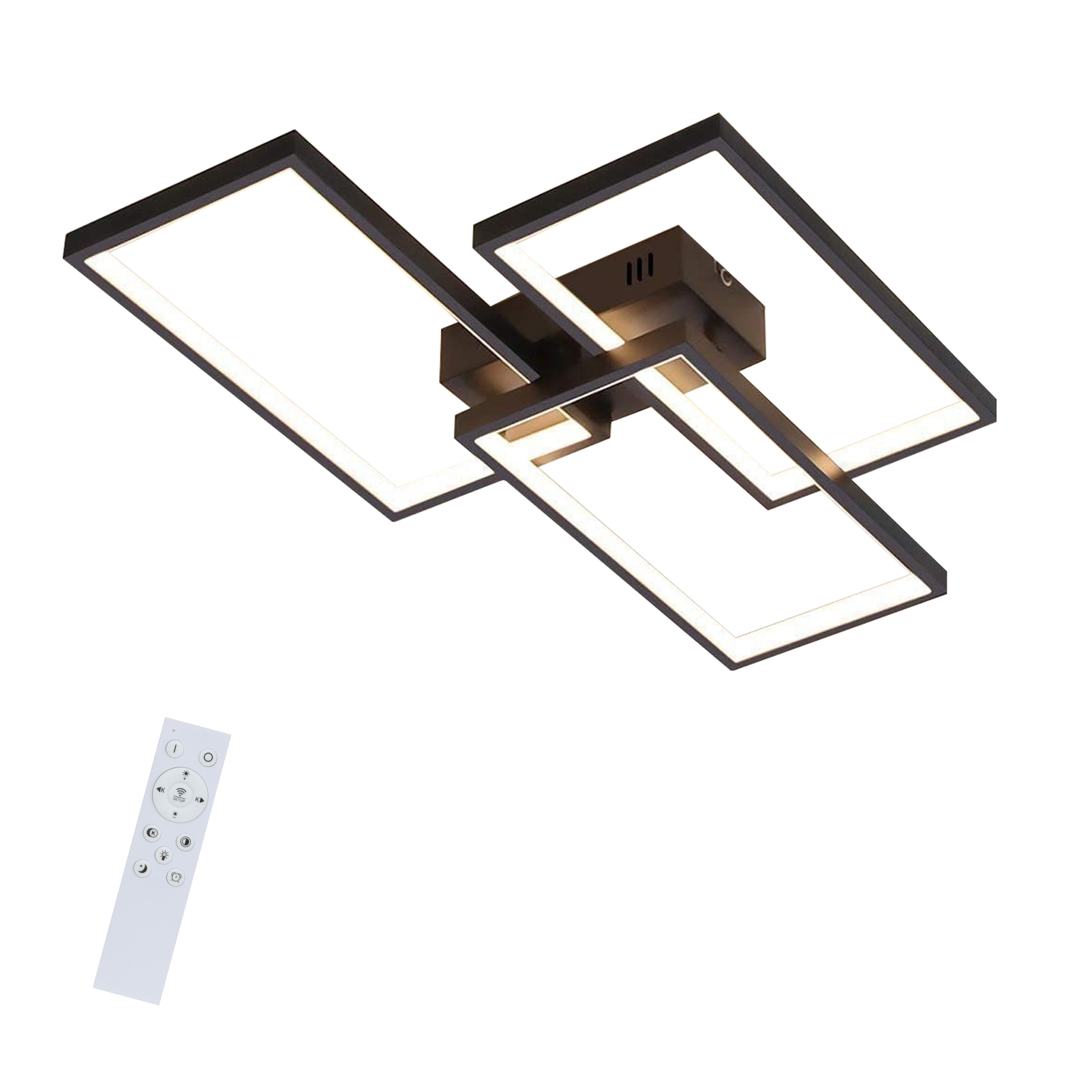 NETTLIFE 63 W:n, LED-kattovalaisin, himmennettäväKaukosäätimellä, moderni muotoilu, musta metalli, makuuhuoneeseen, ruokailutilaan, olohuoneeseen