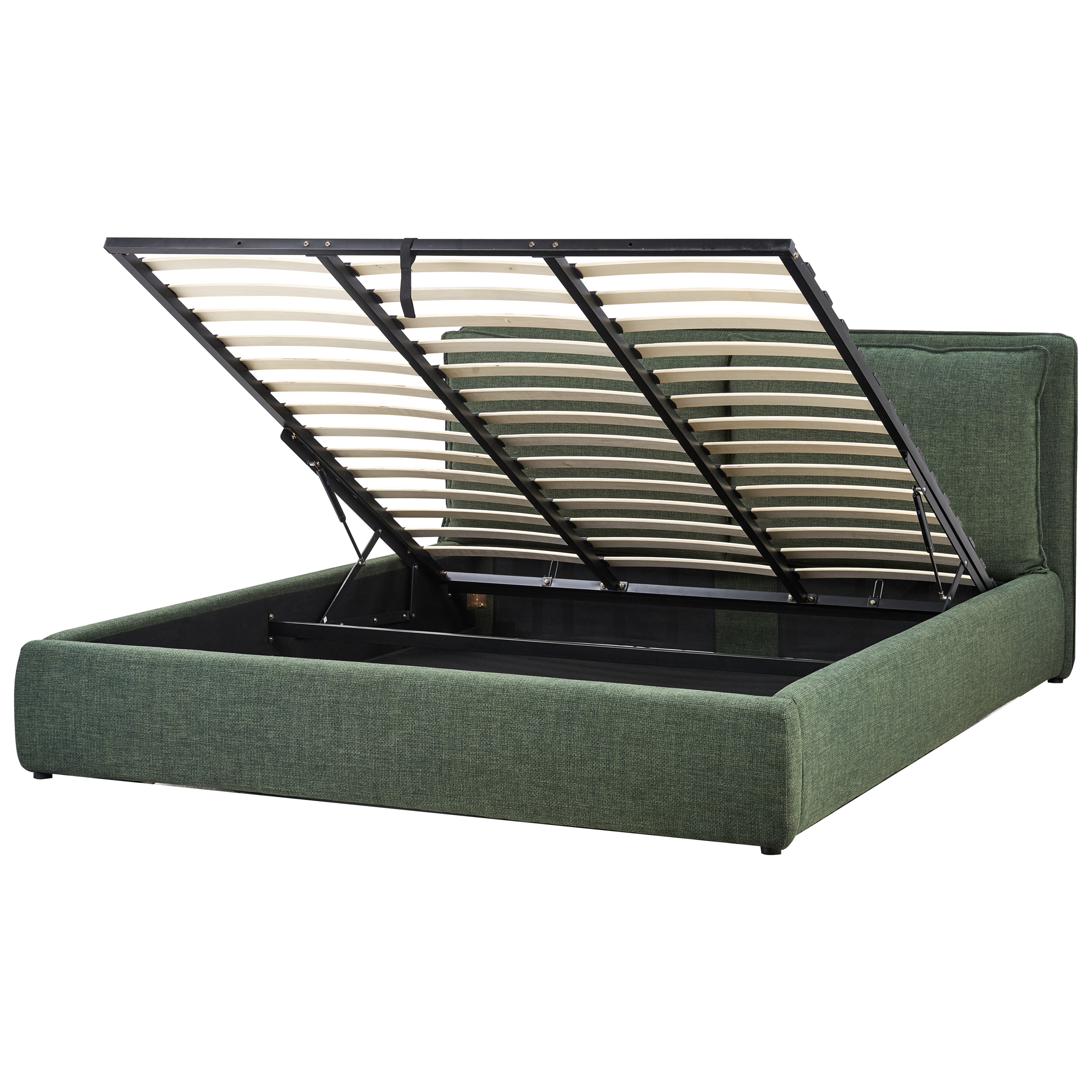 Sänky säilytystilalla kangas BAJONNA 180 x 200 cm Tummanvihreä
