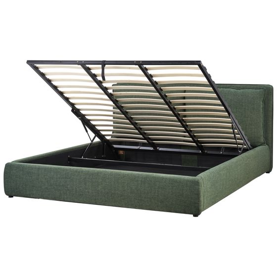 Sänky säilytystilalla kangas BAJONNA 180 x 200 cm Tummanvihreä