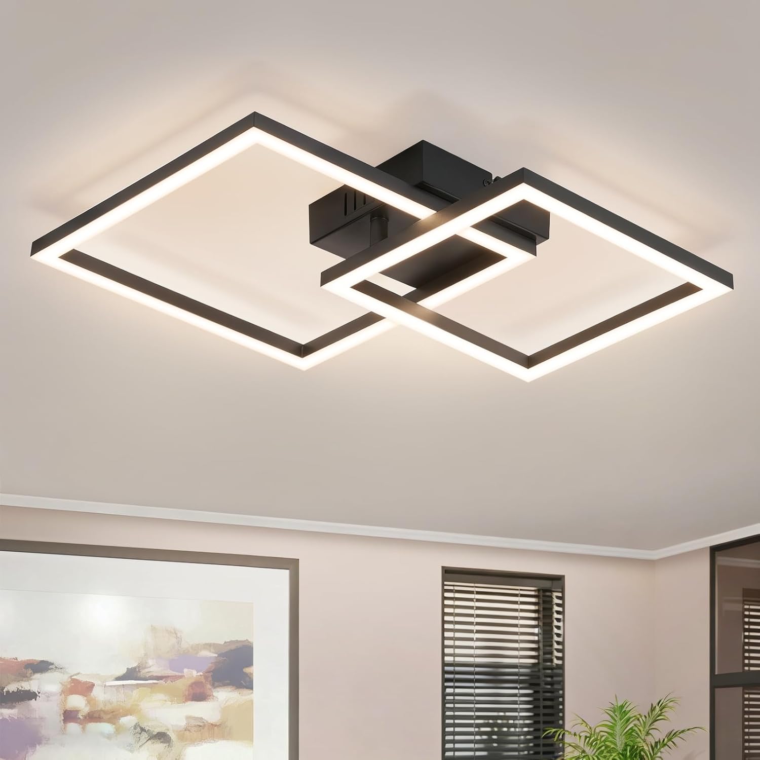 ZMH LED-kattovalaisin, musta, 20 W, 4000 K, moderni muotoilu, makuuhuoneen valaisin eteiseen tai toimistoon