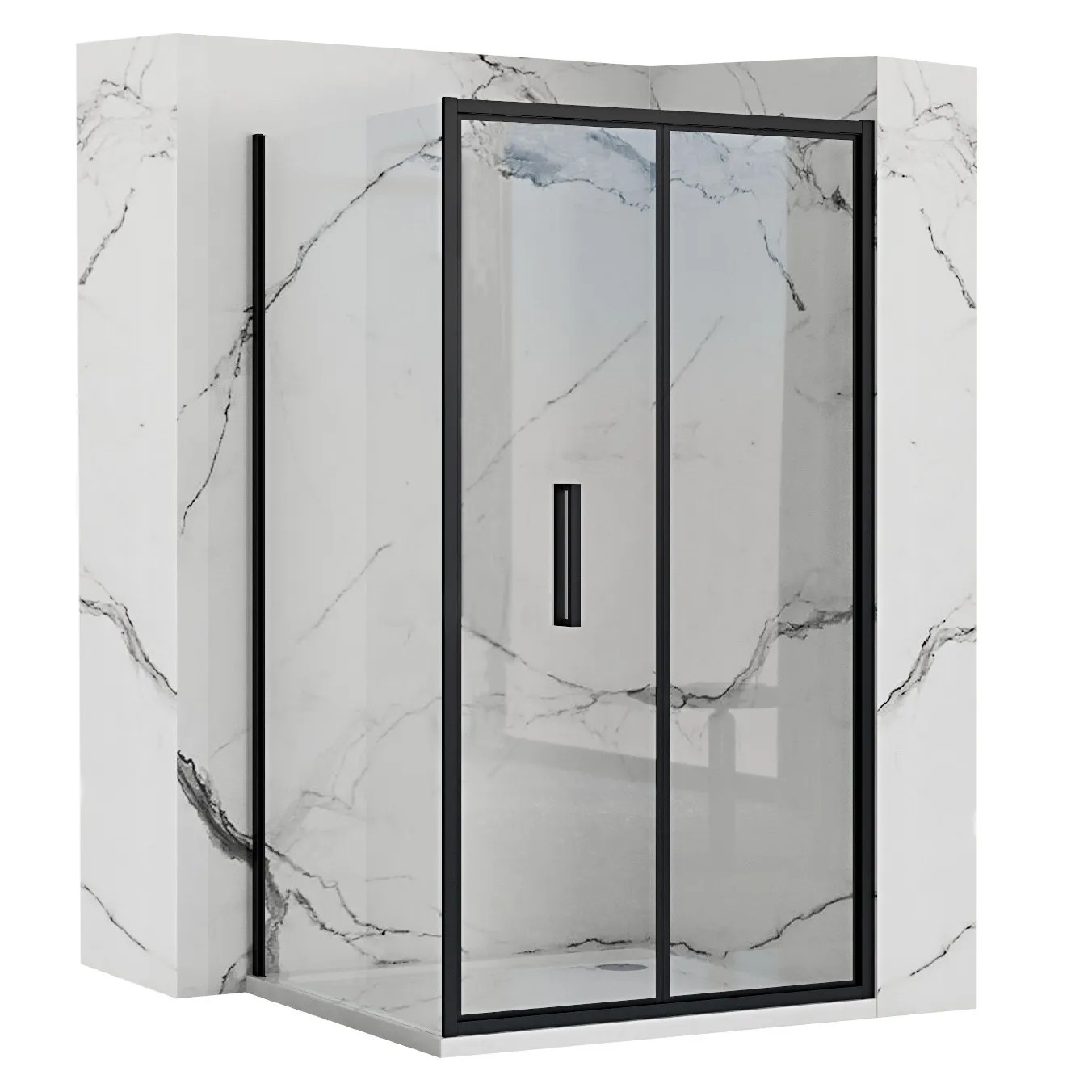 REA Kulmasuihkukaappi RAPID FOLD 90x80 musta, 90X80X195CM