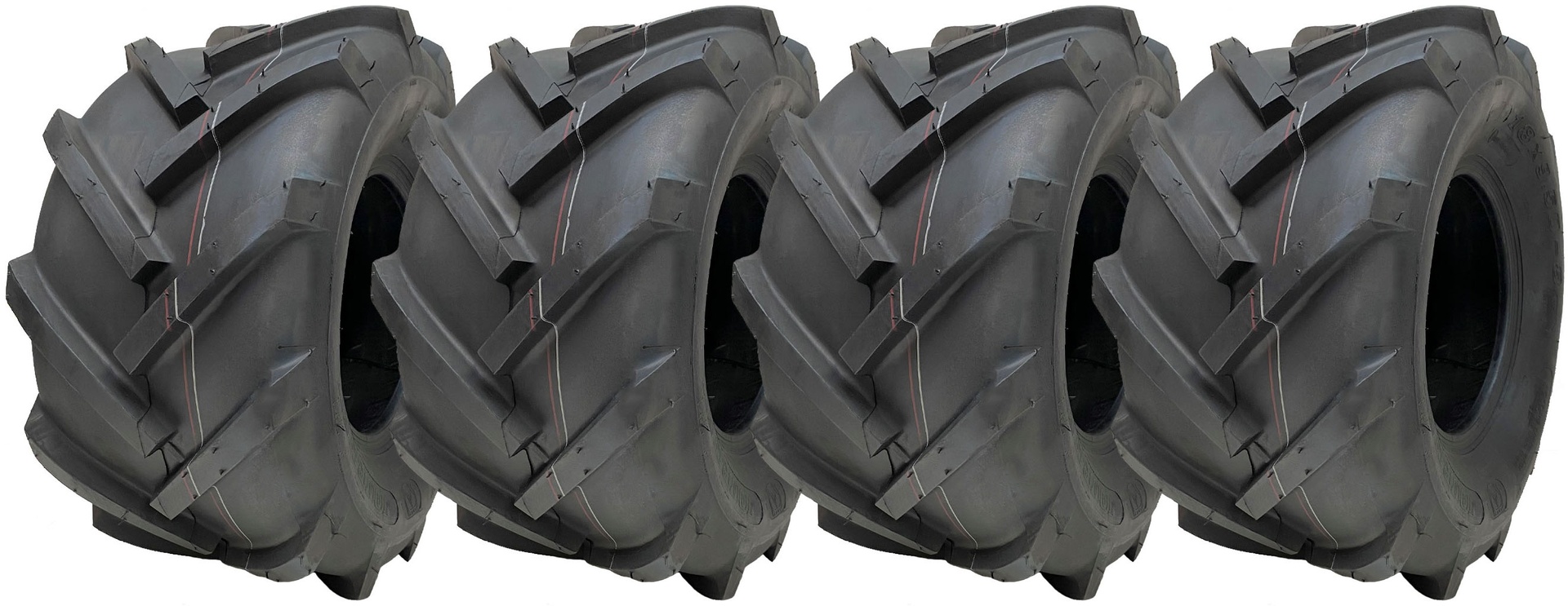 18x9,50-8 avoimella keskiosalla varustetut urarenkaat Rotovator Industrial Wanda P328 (4 kpl:n sarja)