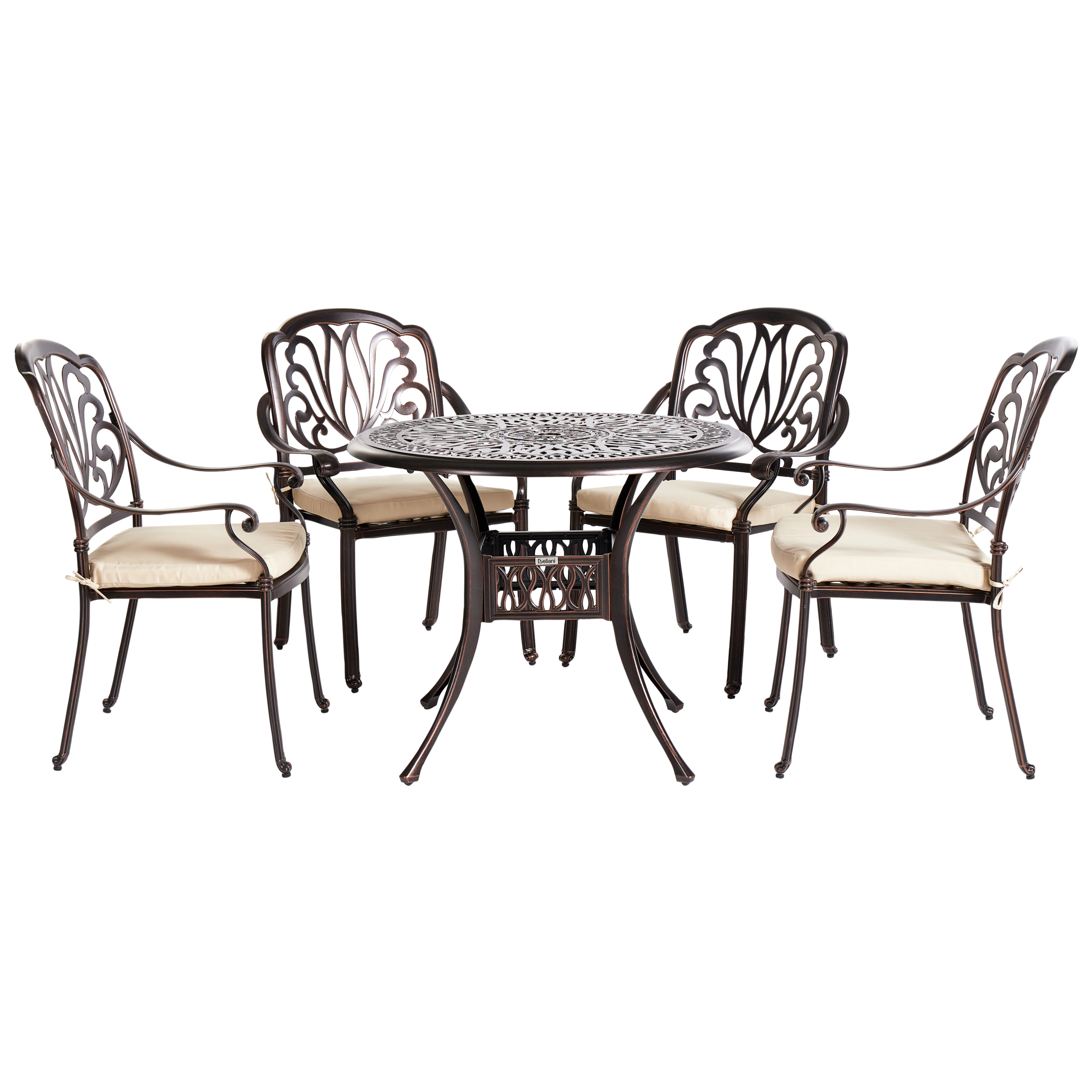 Ulkoruokailuryhmä 4-istuttava ANCONA tyynyillä metalli Tummanruskea