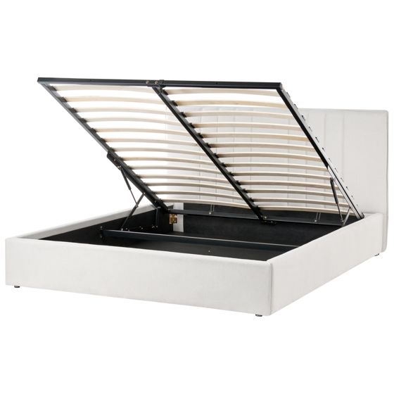 Sänky säilytystilalla kangas TARASCON 160 x 200 cm Vaaleanbeige