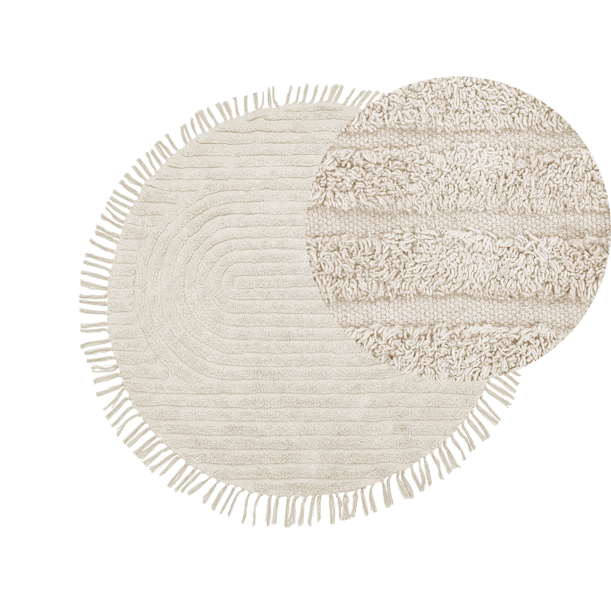 Matto HALFETI Vaaleanbeige ø 140 cm Puuvilla