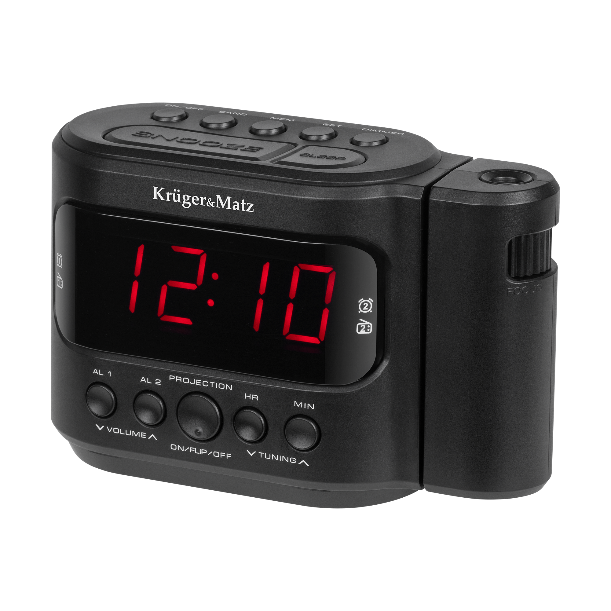 Kruger&Matz AM/FM-kelloradio torkkuajastimella ja LED-valolla