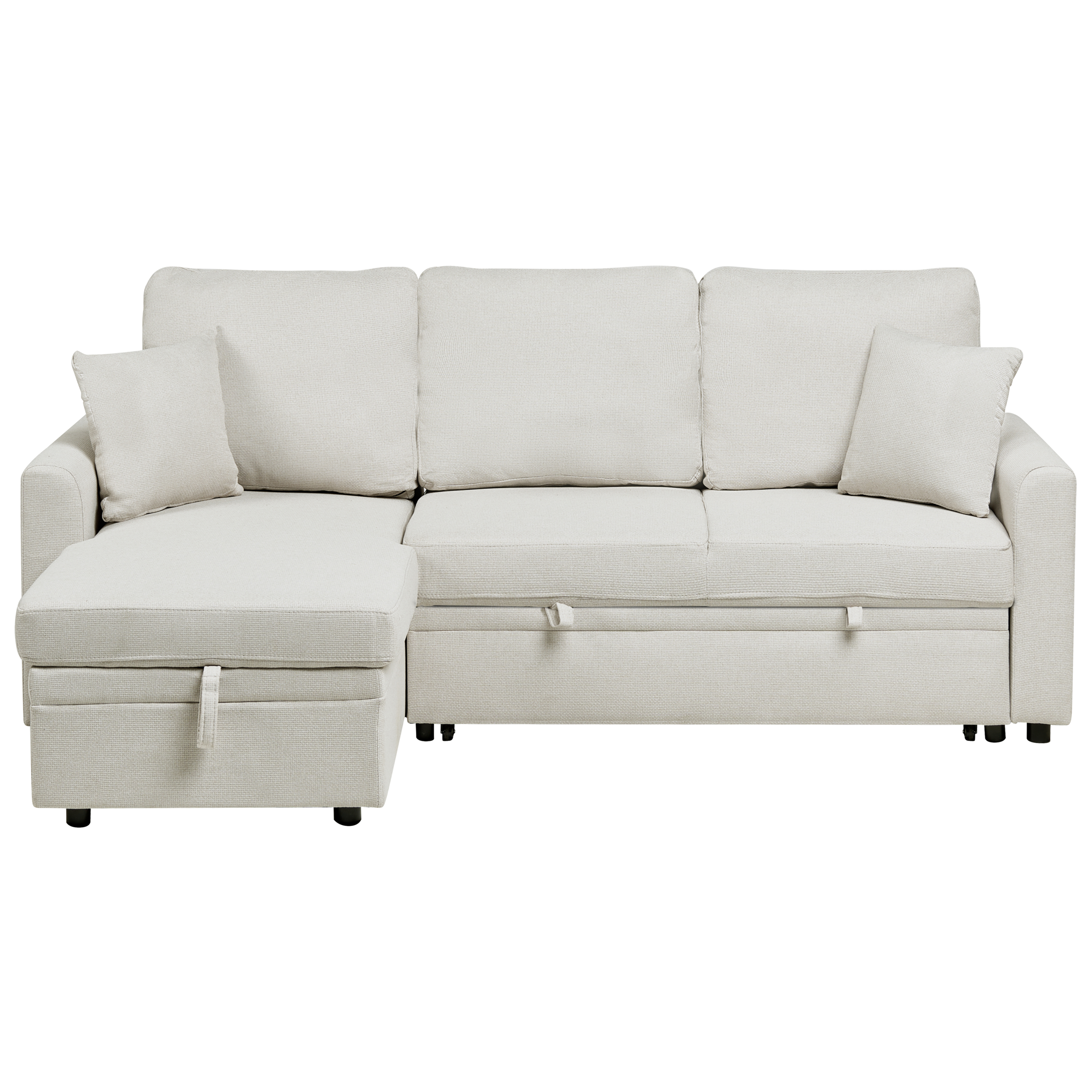 Kulmavuodesohva 3-istuttava NASSJO keinopellava Vaaleanbeige Oikea