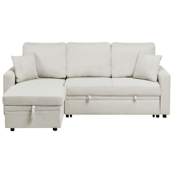 Kulmavuodesohva 3-istuttava NASSJO keinopellava Vaaleanbeige Oikea