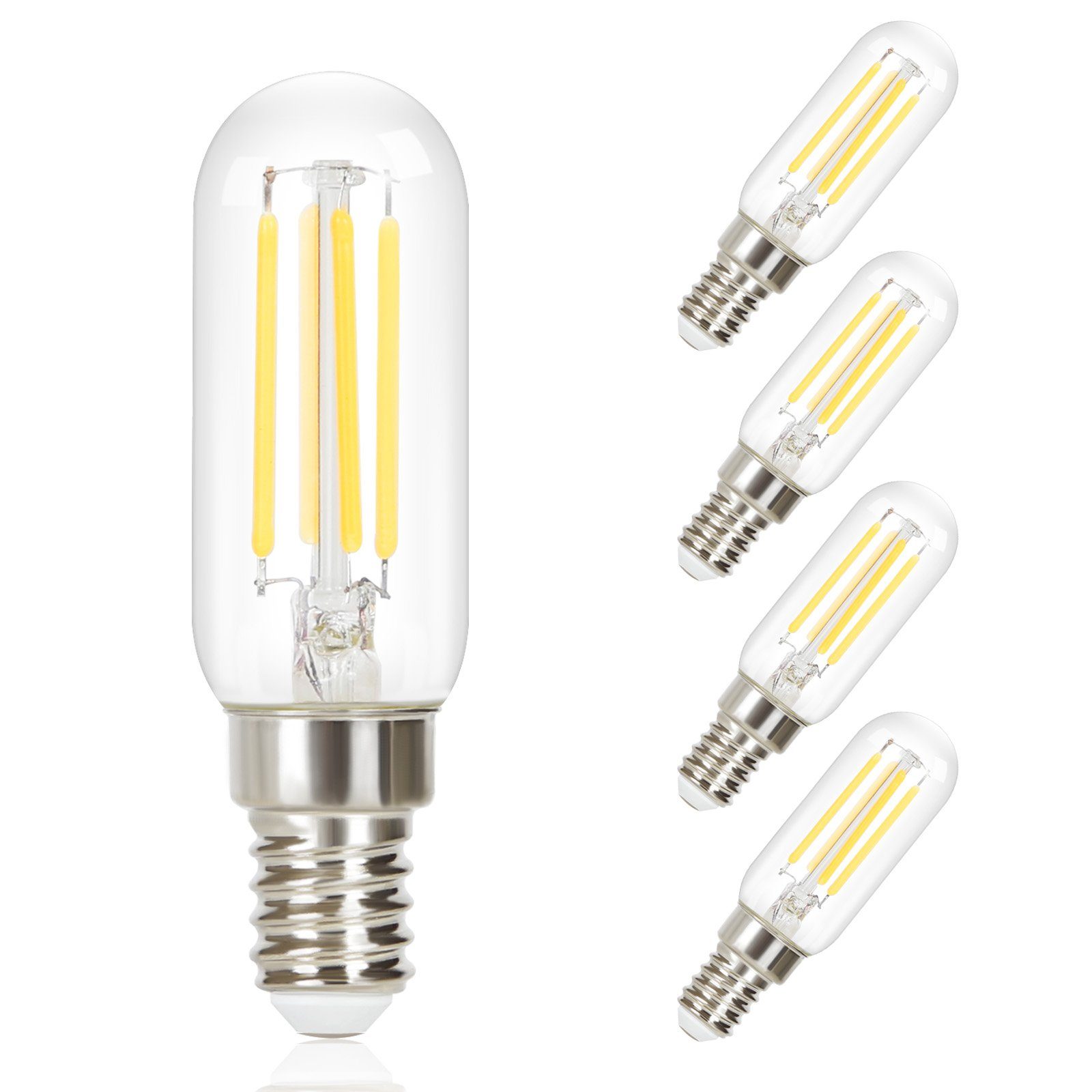 NETTLIFE 4 kpl E14 LED Vintage -kylmänvalkoisia lamppuja: T25 4W 6000K Energiansäästölamput Edison-tyyliin, hehkulangalla liesituulettimeen