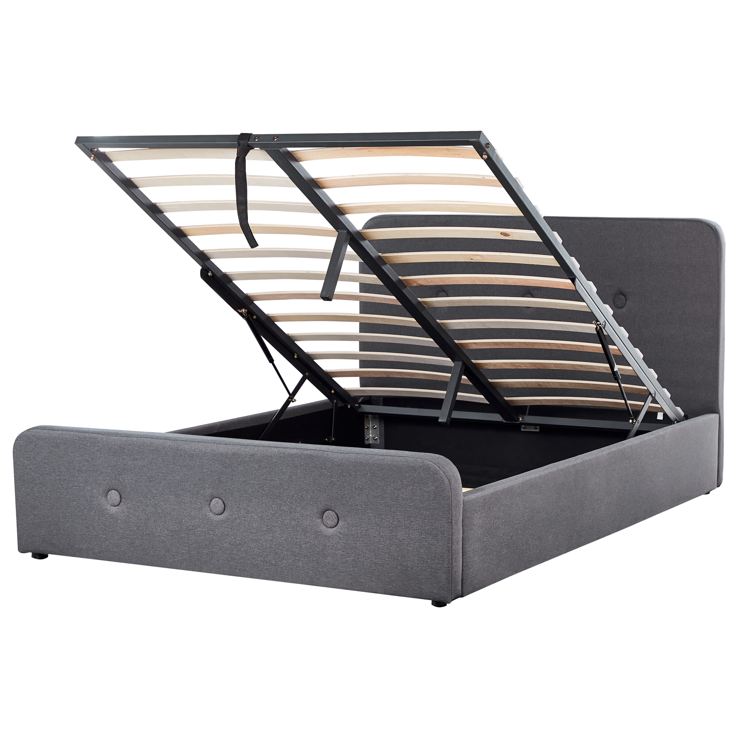 Sänky säilytystilalla kangas RENNES 140 x 200 cm Tummanharmaa