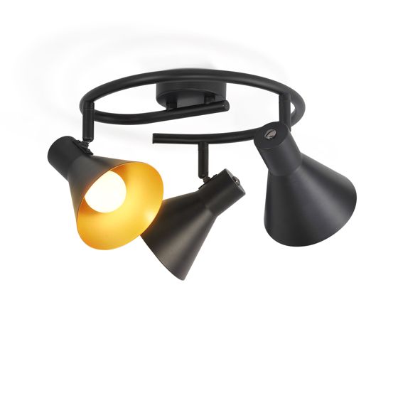 NETTLIFE 3 spottivalaisin, olohuone, musta, keittiö, E14, vintage, 330° kääntyvä, teollinen, metalli, makuuhuone, käytävä