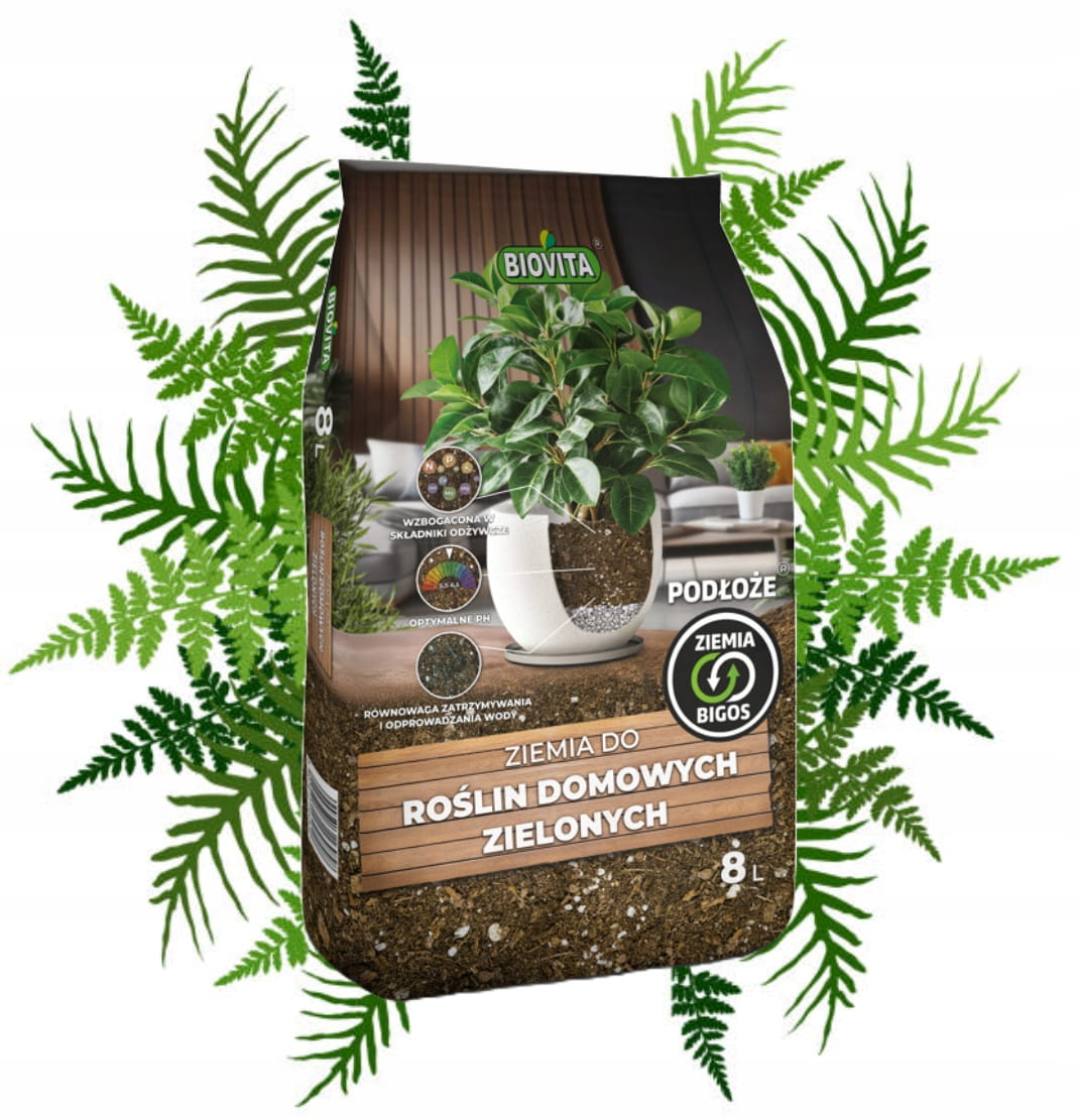 Bigos Soil vihreille huonekasveille 8L kevyt, läpäisevä alusta