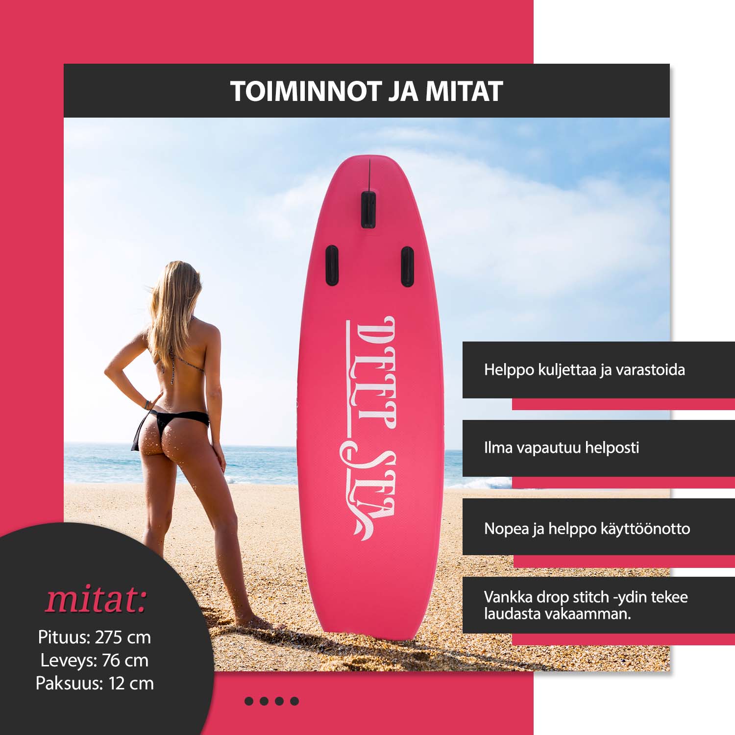 Deep Sea SUP-lautasetti Standard, pinkki