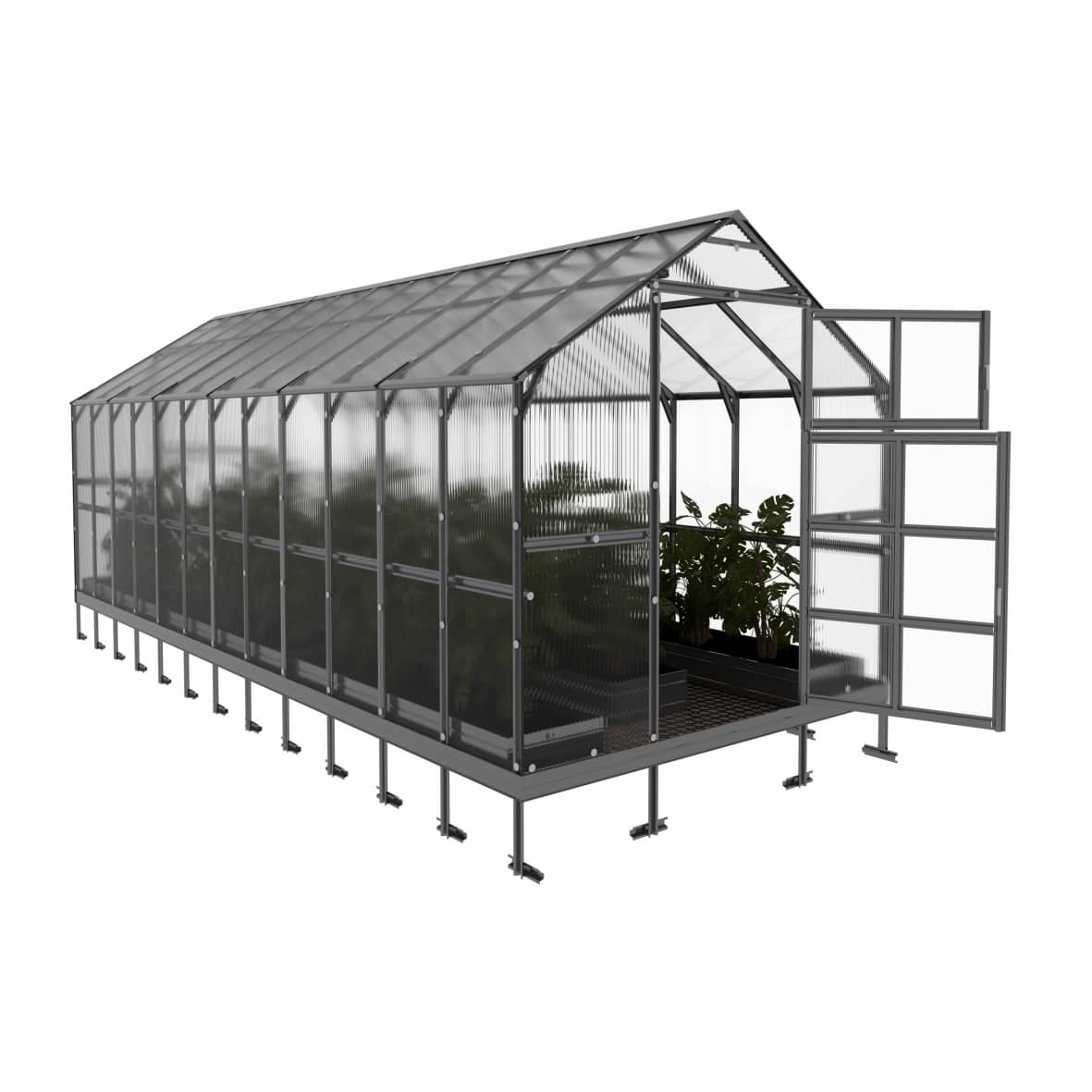Kasvihuone KLASIKA HOUSE 2,35 x 6,12 m (14,38 m²), 6 mm polykarbonaattikansi
