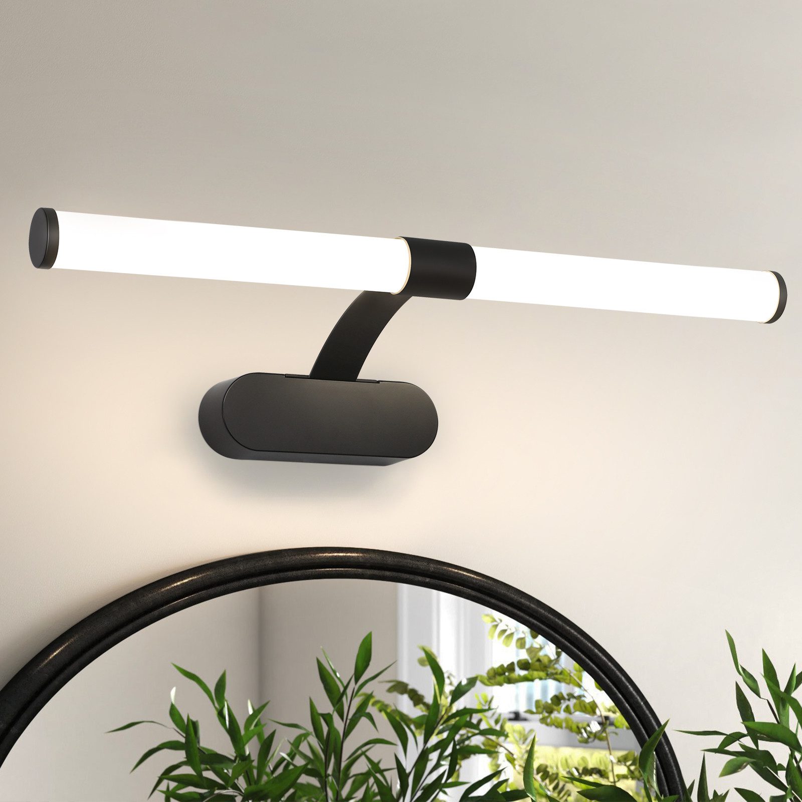 NETTLIFE LED - kylpyhuoneen, seinävalaisin, LED - peilivalaisin, 4000K neutraali Valkoinen, IP44 8W, 60CM - musta, moderni vedenpitävä, seinävalaisin