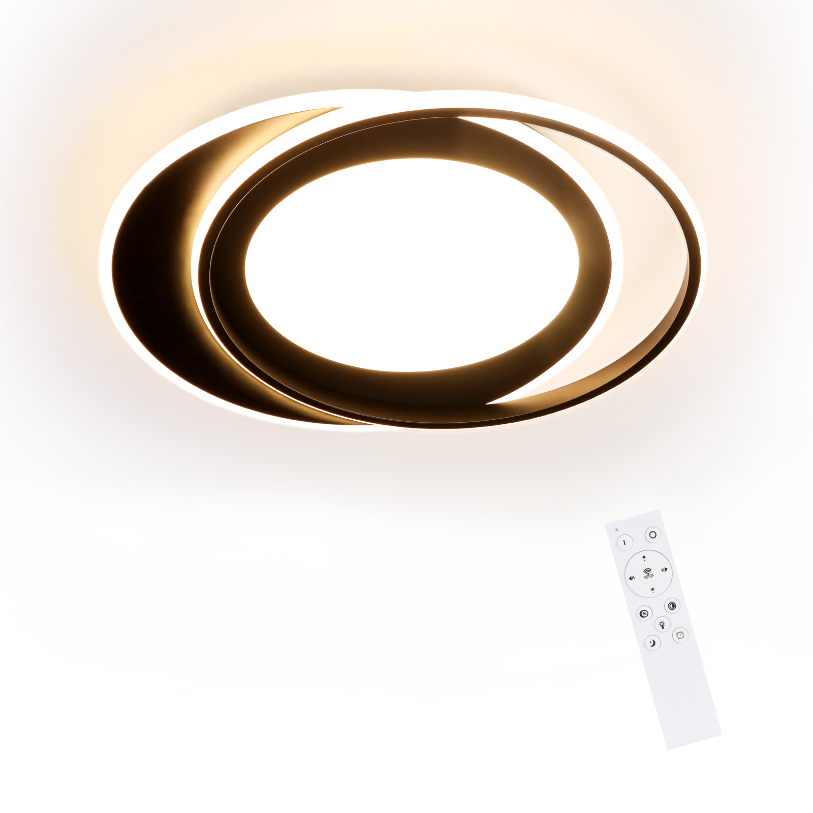 NETTLIFE pyöreä LED-kattovalaisin, 66W moderni, makuuhuone musta, himmennettäväKaukosäätimellä, olohuoneeseenKeittiöönKäytävään toimistoon